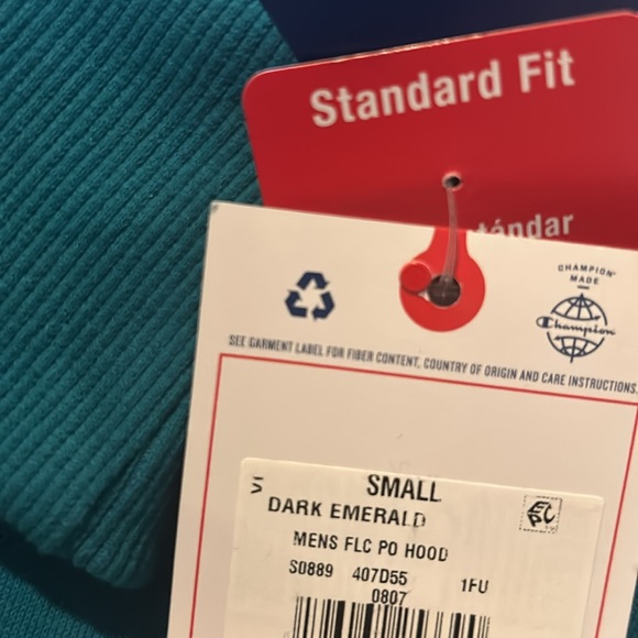 *TURQUOISE* NWT, Champion, Men’s, Powerblend Hoodie, C Logo - Picture 10 of 10